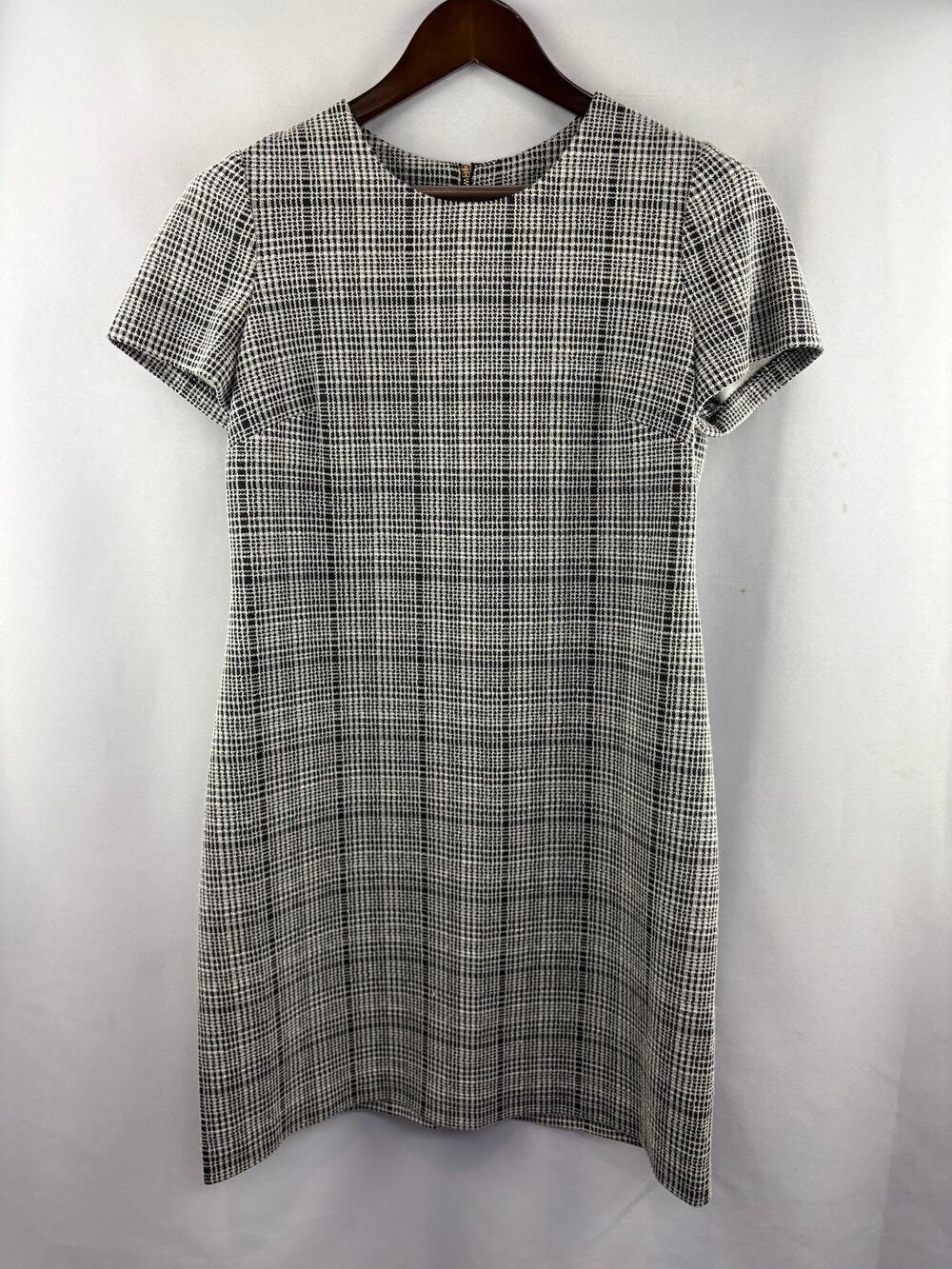 Women’s Calvin Klein Size 10 White & Black Plaid Midi Dress